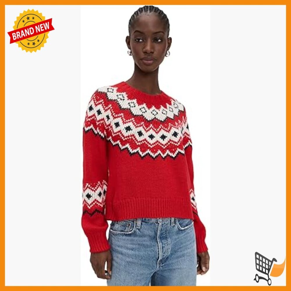 Fair Isle Knit Sweater Pullover, Crew Neck, Long Sleeve, Hand Wash